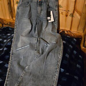 OneTeaspoon Jackson Star Seam Studded Wide Leg Jeans 29 NWT